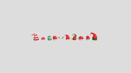 Christmas Hats hat, red, xmas, christmas, holiday, holidays, headwear, christmas-ornament, holidayseason, 3d, model, christmas-hat