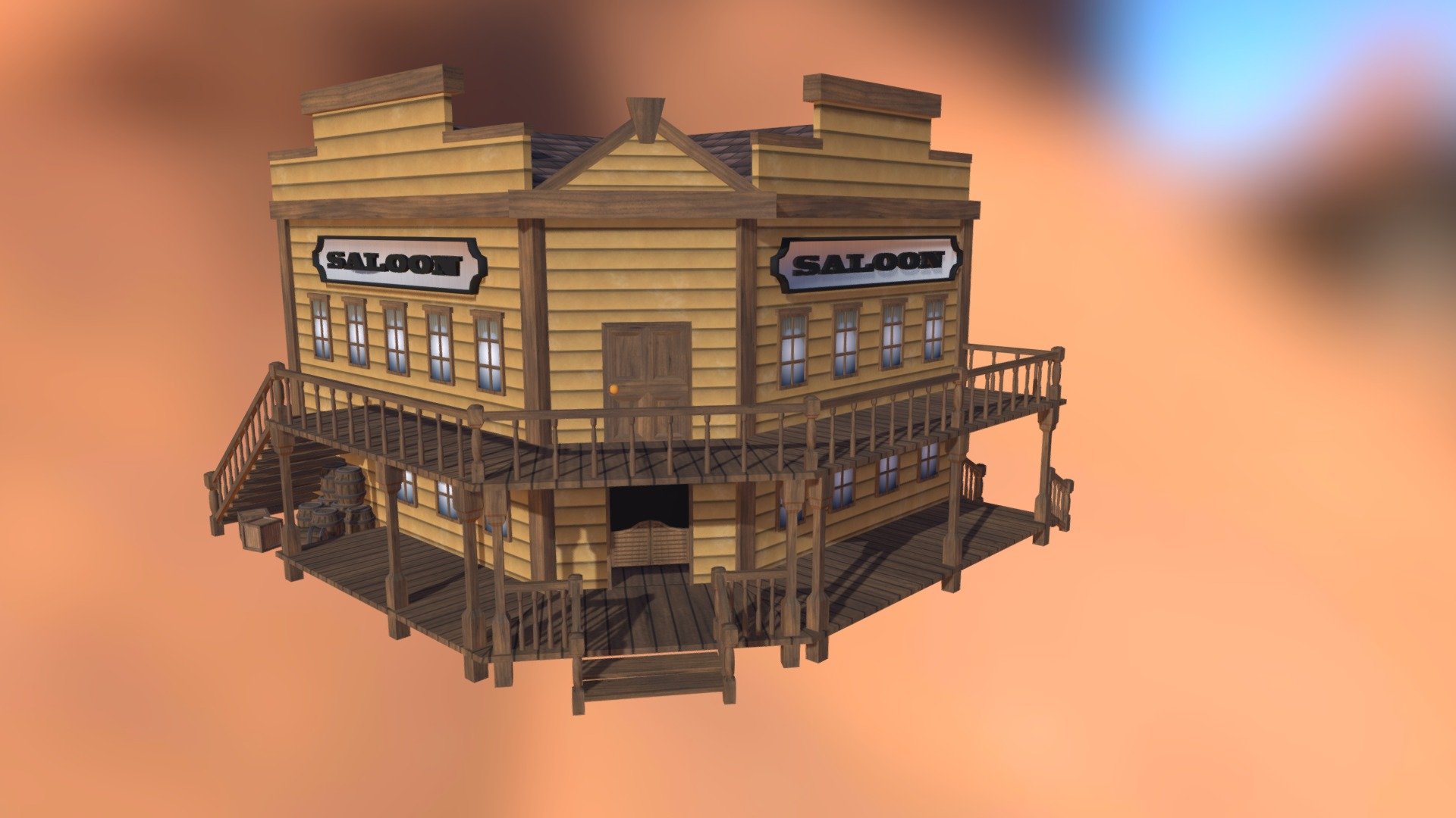 A saloon that I made for an (currently) unreleased add-on pack for Tracks - The Train Set Game 3d model