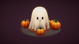 Cute ghost cute, phantom, painted, outline, cutie, substace-painter, madewithblender, substance, painter, handpainted, cartoon, 3d, blender, lowpoly, low, poly, stylized, ghost, spooky, hand