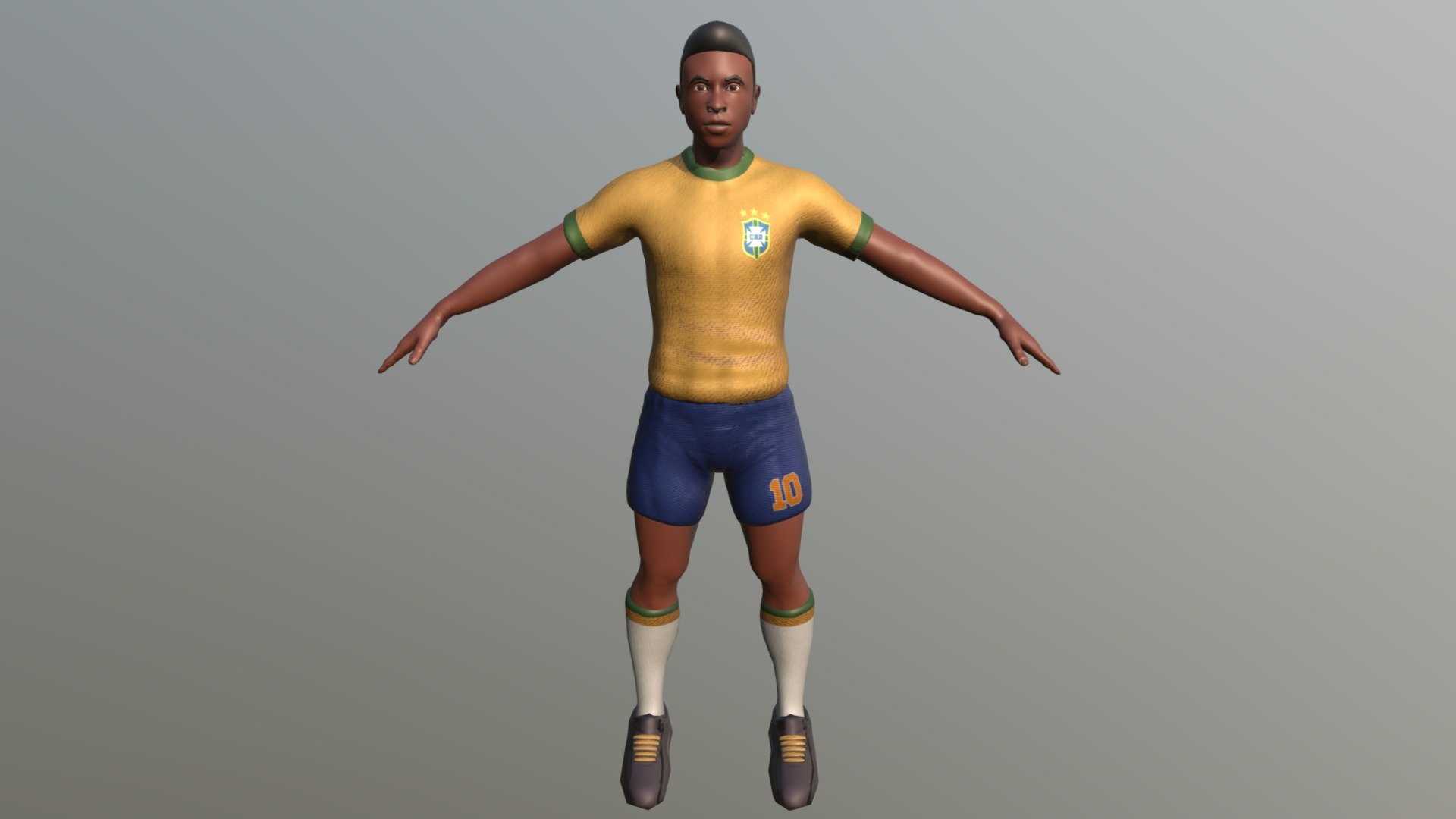 pelé the best player in the world in 3d cartoon, character made in blender 3d model
