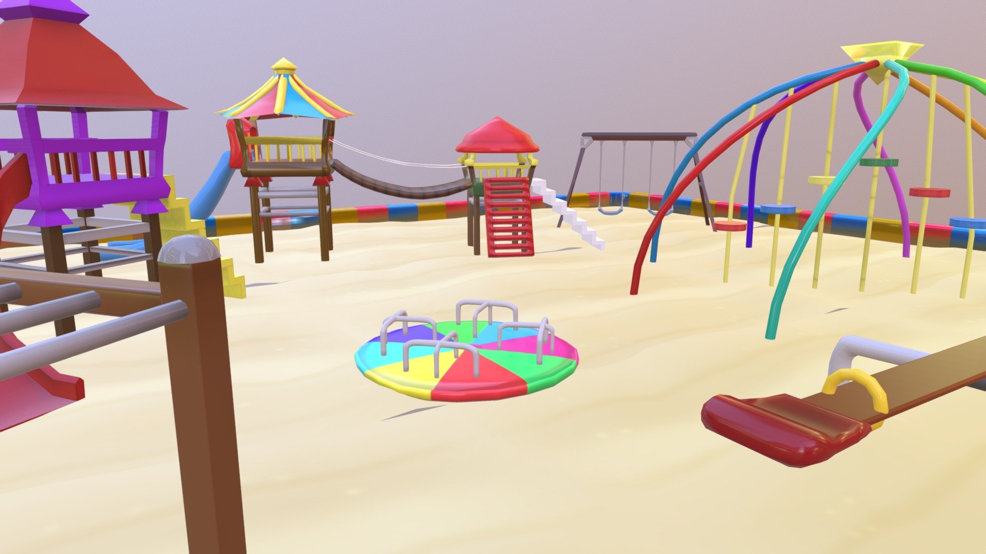 Props I modeled for a game I worked on with a team

Someone else from the team textured all of these except for the sand and playground borders - Playground - 3D model by glittermocha 3d model