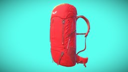 Red Hiking Backpack Low poly sports, equipment, backpack, wear, hiking, traveling, game, gear, clothing