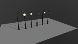 low poly street lamps collection lamp, road, lanterne, poteaux, streetlight, streetlamp, street-furniture, street, light