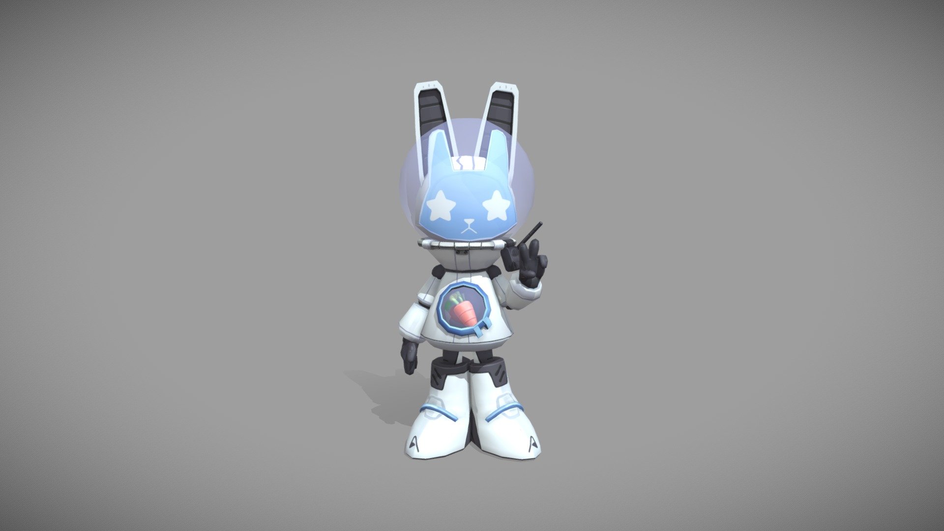 Low-Poly hand-painted character model based on LordYanYu's Artwork &ldquo;Ace The Space Rabbit