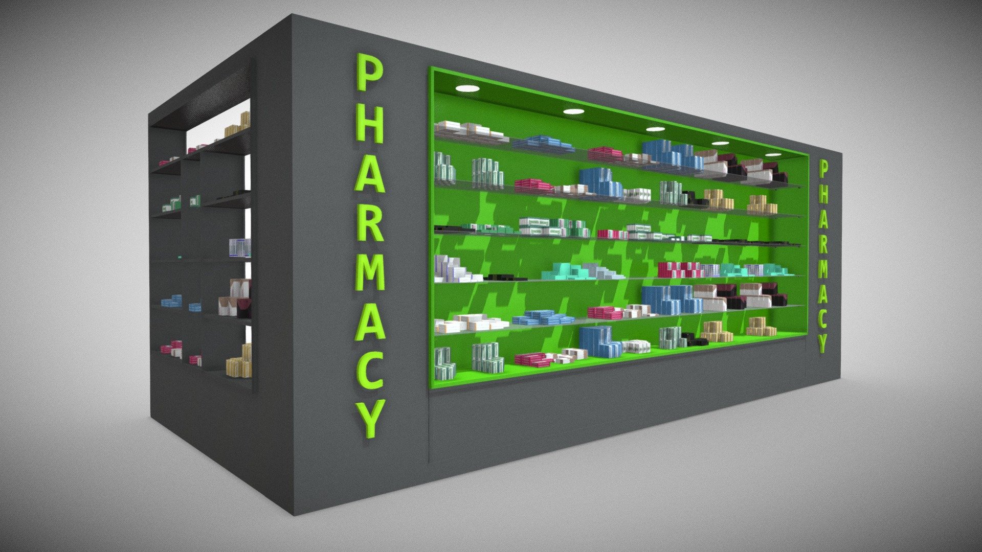 pharmacy decorative medicine cabinet can be an impressive element for your projects. realistic appearance and material, easy handling, low polygon 3d model