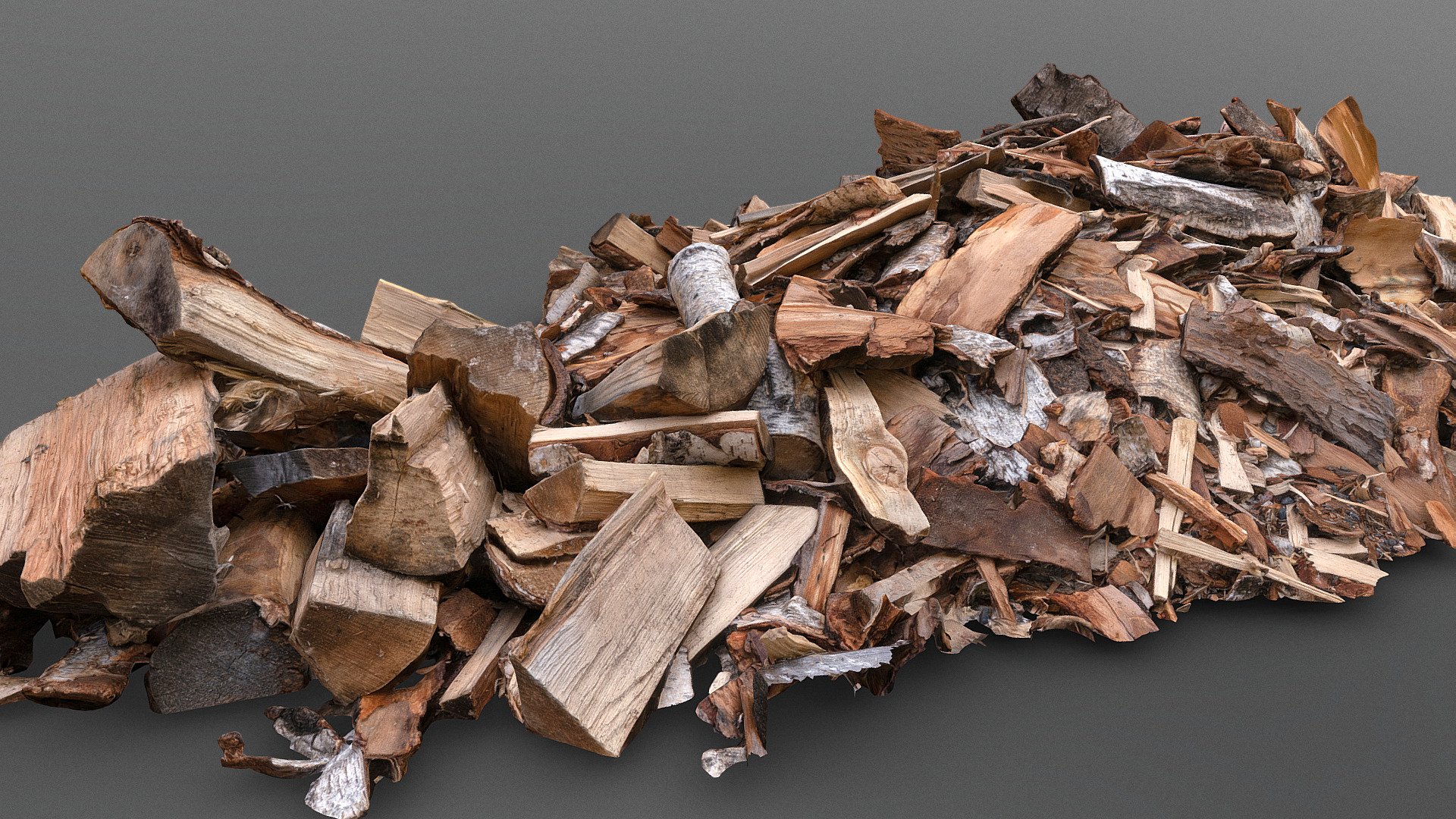 Birch tree bark firewood wood lumber leftover heap pile

photogrammetry scan (150x24mp), 3x16k textures + HD normals - Birch bark heap - Buy Royalty Free 3D model by matousekfoto 3d model
