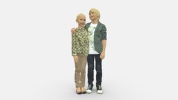 Couple Of Kids 0332 style, people, children, clothes, miniature, realistic, boys, character, 3dprint, girl, model