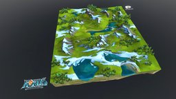 Nords. Low-poly tile of world map. 