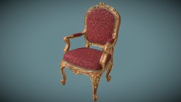 Baroque Chair furniture, baroque, 3d-coat, chair, substance-painter, zbrush