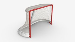 Ice Hockey Goal gate, hockey, stadium, red, winter, ice, competition, league, play, arena, championship, goal, net, rink, goalie, goalkeeper, game, 3d, pbr, sport