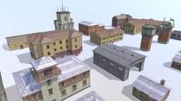 Houses Pack (LowPoly & GameReady) exterior, road, architectural, property, ready, pile, game-ready, edifice, establishment, erection, game, lowpoly, low, poly, house, structure, building, street, construction, industrial, gameready, noai