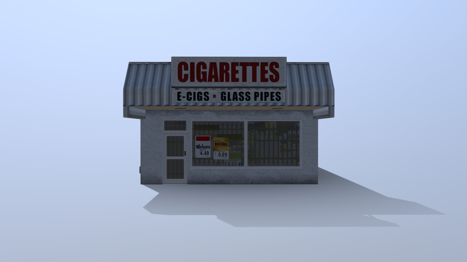 Typical North American strip mall building.

This was made as an asset for Cities:Skylines. Find it and other similar buildings here! - Strip Mall - Cigarette Shop - 3D model by CommonSpence 3d model