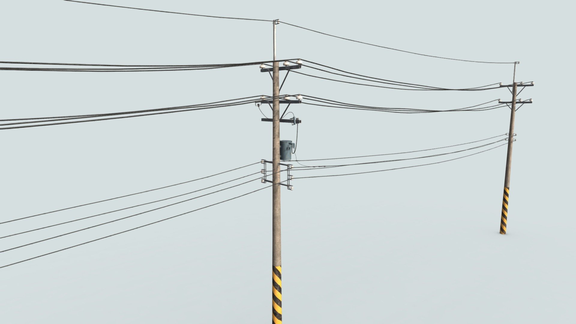 power pole yellow and black stripes - Power Pole - Buy Royalty Free 3D model by ih-h (@ggkom) 3d model