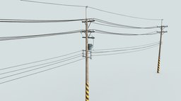 Power Pole taiwan, traffic, asian, striped, quads, cables, electricpole, powerpoles, powerpole, highvoltage