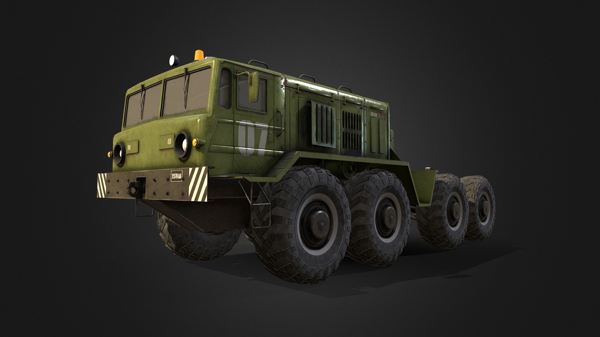 The MAZ- 537 is a 12-cylinder diesel engine-powered military truck tractor, originally designed for loads up to 50 tons (using semitrailers such as the ChMZAP-9990 or ChMZAP-5247G, for example) with later versions providing a maximum load of 65 tons. It has been manufactured by the Minsk Automobile Plant (from 1959 to 1965) and the Kurgan Wheel Tractor Plant from 1963 until halt of production in 1990 3d model