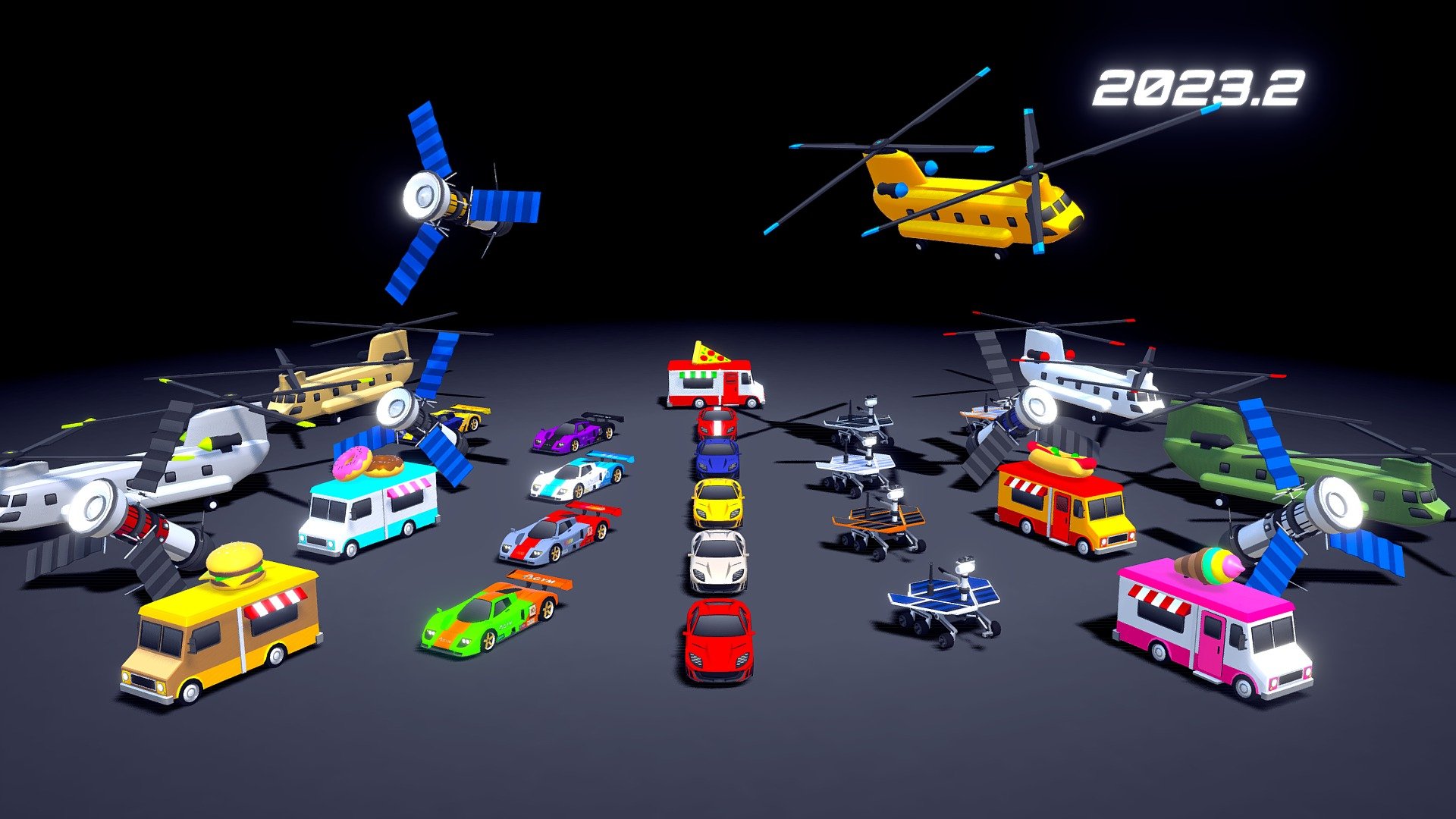 All these vehicles will be added to ARCADE: Ultimate Vehicles Pack in February 3rd with no additional cost. Available in Unity3D (in the Unity Asset Store) and Sketchfab.

This update includes cars, space vehicles and more!. I hope you like it

Also, I finished updating all the racing cars of the A class. In the following updates I will be working on the B class.

Best regards, Mena 3d model