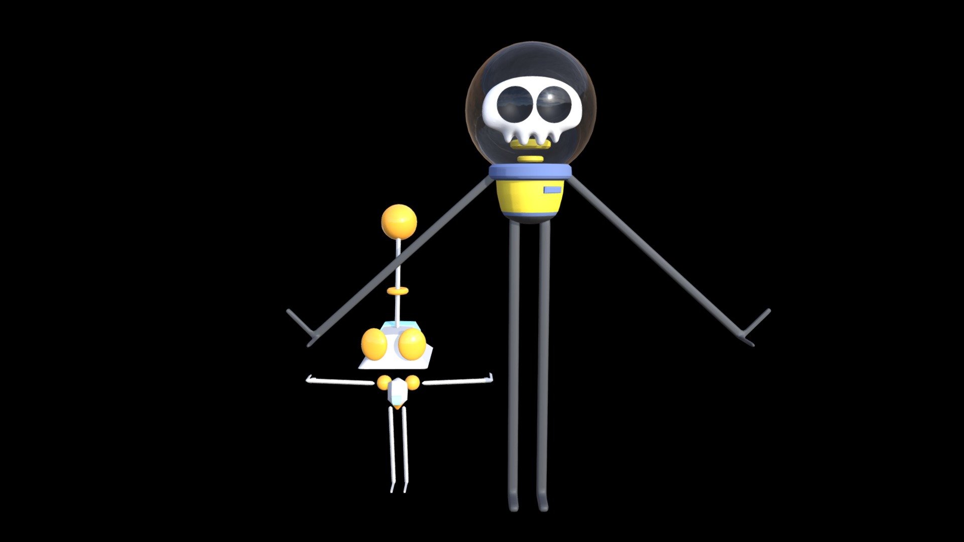 Skeleton &amp; Robot Characters
Bad topology on the skeleton's head&hellip; Otherwise, not too bad 3d model