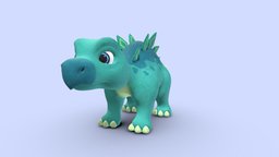 Cartoon stegosaur cute, baby, child, preview, stegosaurus, character, cartoon, animal, dinosaur, dino