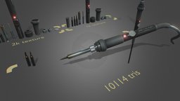 PBR Soldering Iron Texured Rigged makerspace, tools, electricity, electronics, maker, soldering, makers, rigged_model, pbr-texturing, pbr-game-ready, animated-rigged, rigged-and-animation, solderingiron