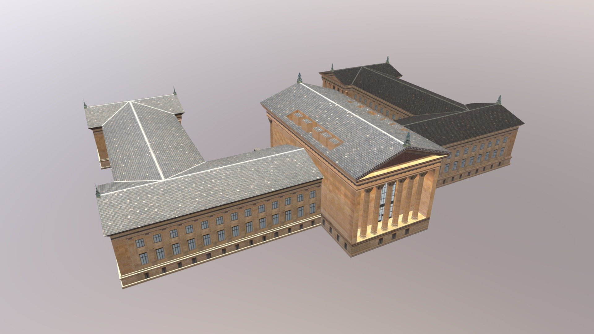 Low Poly The Philadelphia Museum of Art 3d  model.

https://nuralam3d.blogspot.com/2019/09/the-philadelphia-museum-of-art.html

Originally created with 3ds Max 2015 and rendered in mental ray 3d model