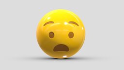 Apple Anguished Face face, set, apple, messenger, smart, pack, collection, icon, vr, ar, smartphone, android, ios, samsung, phone, print, logo, cellphone, facebook, emoticon, emotion, emoji, chatting, animoji, asset, game, 3d, low, poly, mobile, funny, emojis, memoji