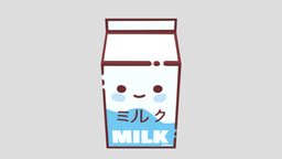 Milk 2D cute, milk, 2d, lowpolymodel, lowpoly