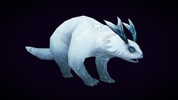 Ice Bear Monster videogame, low-poly, hand-painted, monster