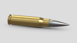 Bullet 7.62×51mm NATO rifle, action, army, bullet, ammo, firearms, explosive, automatic, realistic, pistol, sniper, auto, cartridge, weaponry, express, caliber, munitions, weapon, asset, game, 3d, pbr, low, poly, military, shotgun, gun, colt