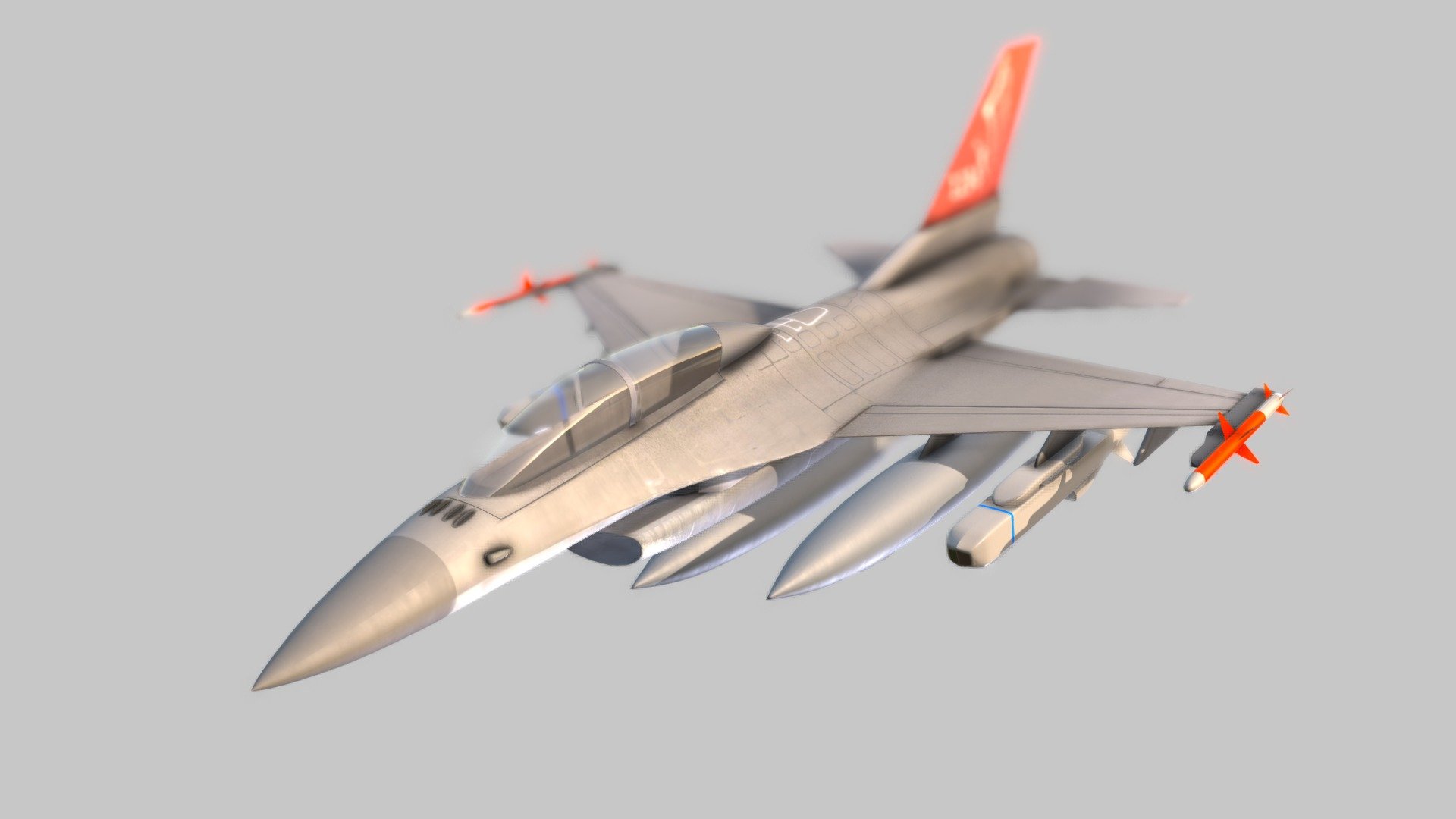 Highly detailed 3d model of F16 fighting falcon, SOM1 cruise missile and sparrow2 rocket modeled and textured using blender software.

Textured using 40964096 and one 81928192 maps 3d model