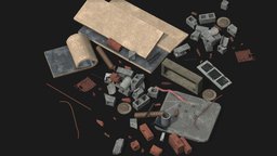 Debris Set_001 rust, blocks, unreal, concrete, trash, debris, garbage, pipes, props, optimized, asset, texture, pbr, lowpoly, plane, textured, bridge