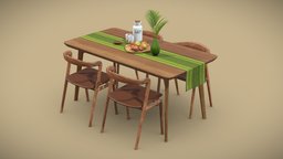 Otto Dining Table oak, vase, palm, breakfast, table, otto, dining, chair, decoration
