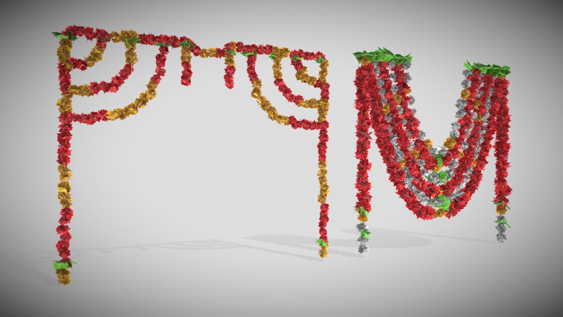 One Material 4k PBR Metalness + Green Leafs - Hindu Flower Decorations - Tagetone A Malas - Buy Royalty Free 3D model by Francesco Coldesina (@topfrank2013) 3d model