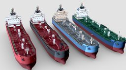 Panamax Oil Carrier Low-poly style, oil, tanker, transport, vessel, carrier, cargo, water, port, freight, watercraft, harbor, cartoon, game, lowpoly, poly, industrial, panamax