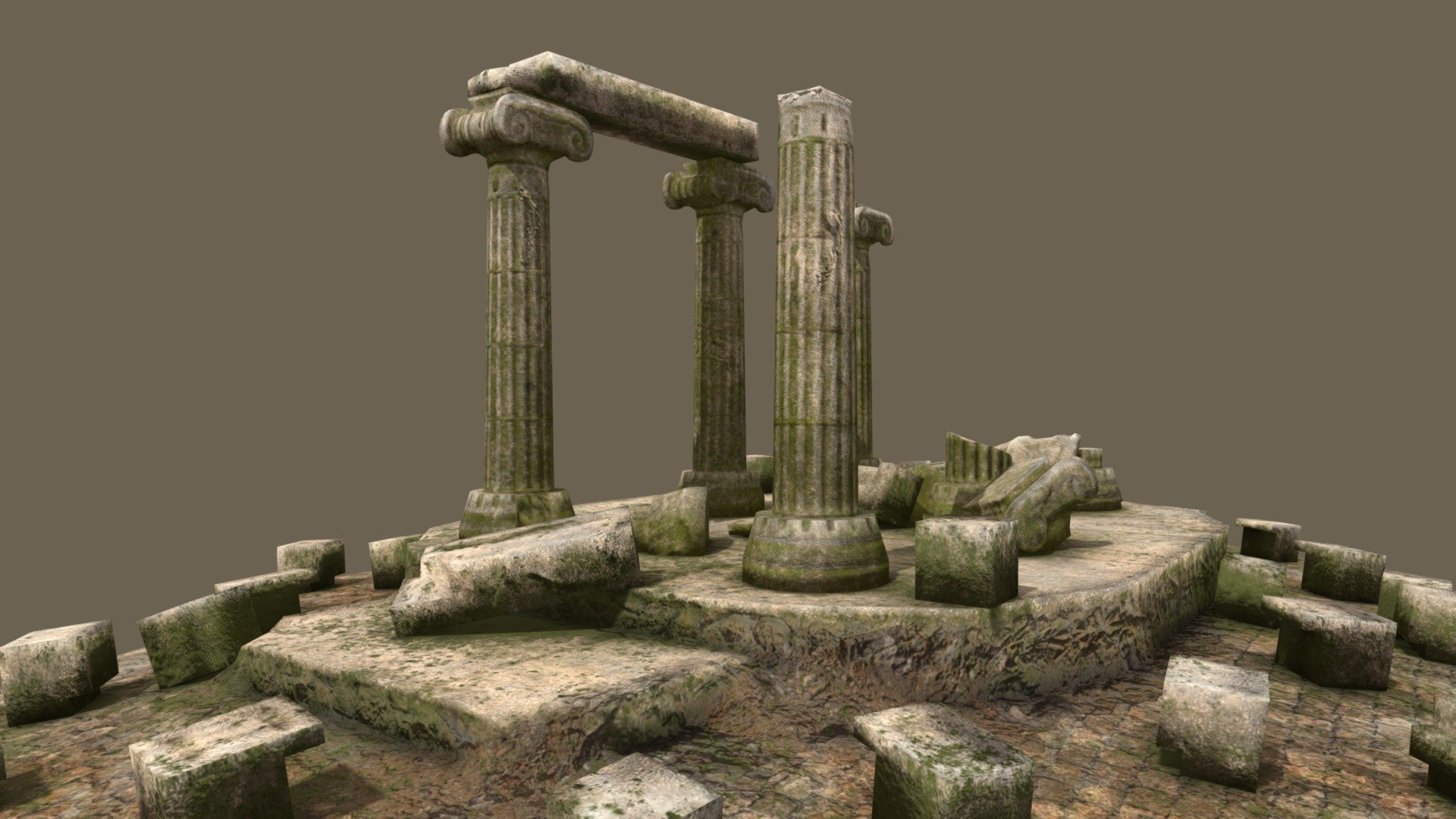 Original creation of ruined Ionic Greek columns.
This model is ideal for integration into a video game.
For any further information, contact me here &ldquo;jc.perret@yahoo.fr