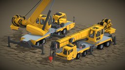 Voxel Crane Truck green, modern, truck, assets, mining, vox, sandbox, game-ready, crane, game-asset, goldmine, low-poly, voxel, model, gameasset, voxelart, magicavoxel, gold, crane_truck