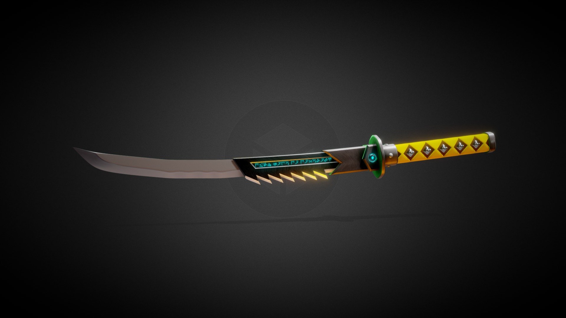Fantasy Katana sword. My first try to do something 3d model