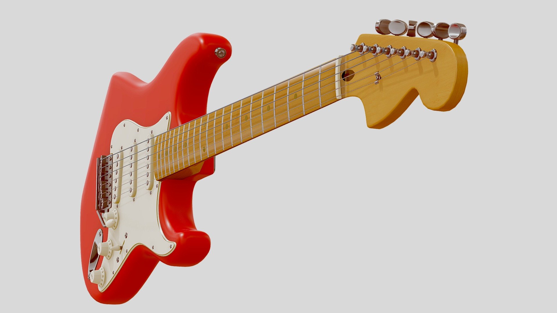 Strat electric guitar - Generic Strat Electric Guitar Red - Buy Royalty Free 3D model by Eugene Korolev (@eugene.korolev) 3d model