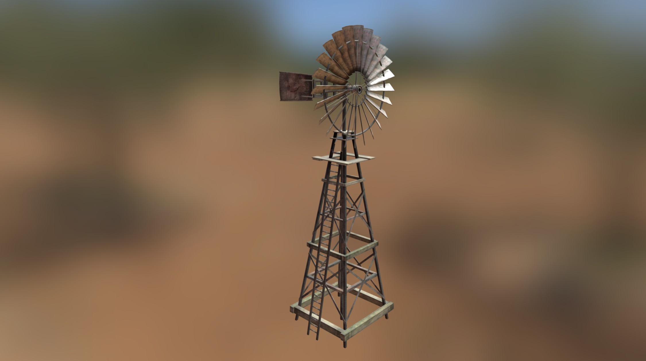 This is a windmill prop I created for a Naval application. It needed to look aged with a lot of wear and tear 3d model