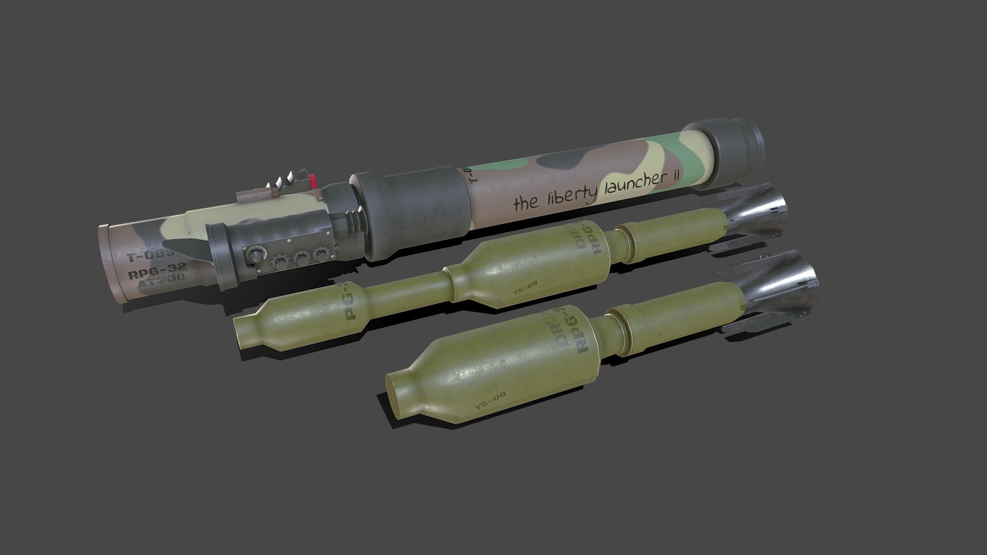 RPG-32 Anti-tank Rocket Launcher



Created in 3ds MAX 2018 no plugins used.

Low-poly (12,742 Tris) ready to use in games, AR/VR.

Textures are in PNG format 4096x4096(for RPG 32) and 2048x2048(for rocket) PBR metalness 2 set textures.

Available formats: MAX 2018 and 2015, OBJ, MTL, FBX, .tbscene.

Files unit: Centimeters.

If you need any other file format you can always request it.

All formats include materials and textures.

check the collection click here - RPG-32 Anti-tank Rocket Launcher - Buy Royalty Free 3D model by MaX3Dd 3d model