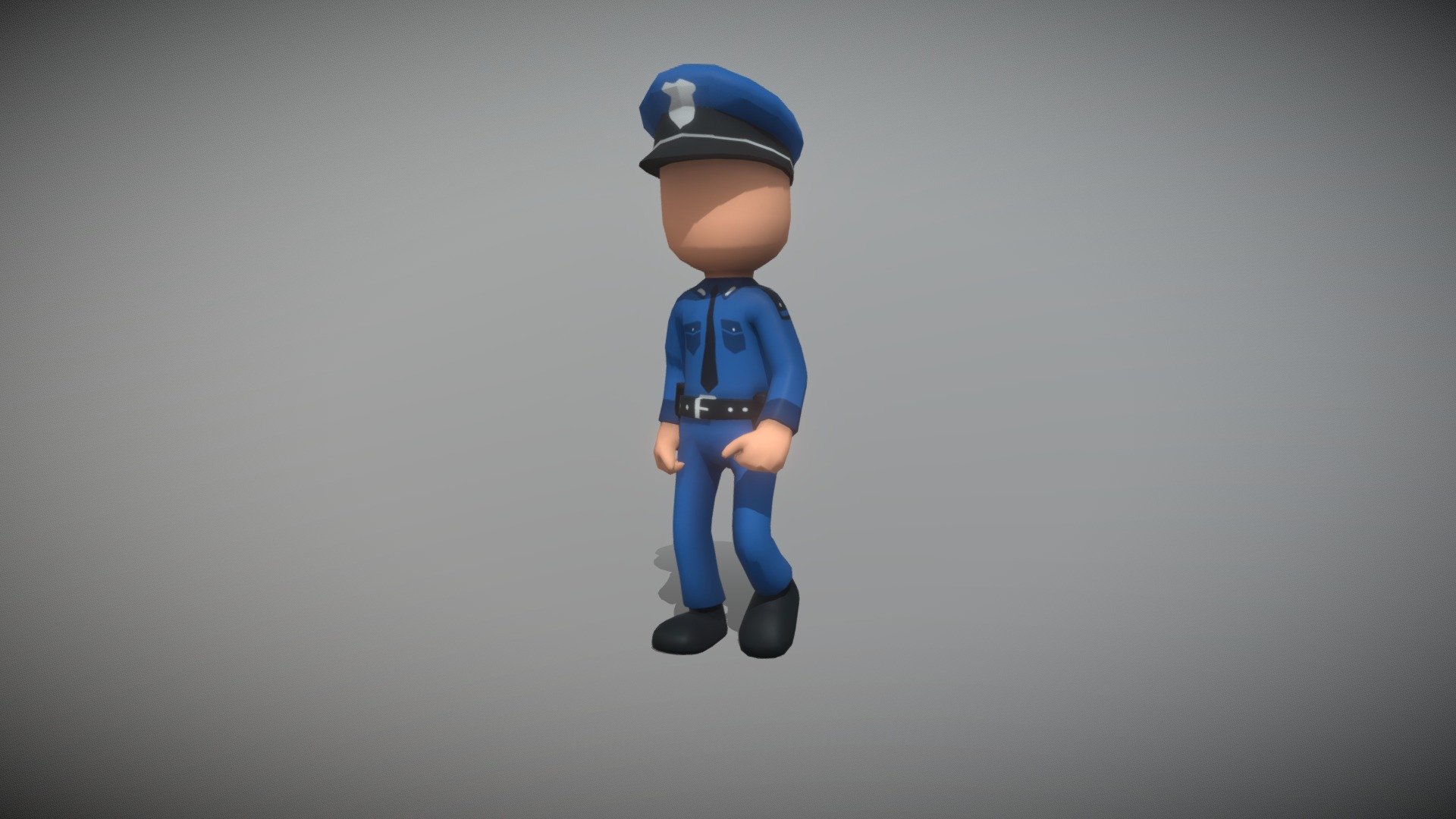 Lowpoly Toony Policeman:
- Lowpoly (Tris: 3064- Verts: 1548)
- Game ready with Unity Package, optimized
-  Texture Maps includes: Basecolor
-  Model is created in Maya, other files supported includes: Blender, FBX, Glb/Gltf, Unity
-  Rigged with Maya HumanIK, can use other mocap animations based on humanoid bones

16 animations:
- T-pose: 0-10
- Walk: 15-46
- Run: 49-70
- Idle: 75-373
- Jump: 380-437
- Falling: 445-466
- GetHit: 470-513
- Idle_Crouch: 520-720
- Walk_Sneaking: 725-775
- Climb: 780-840
- Idle_Punch: 850-939
- Attack_Punch: 950-976
- Idle_HoldGun: 990-1030
- Walk_HoldGun: 1040 -1064
- Attack_Gun: 1070-1105
- Crawl: 1110-1130
- Dead: 1140-1218 - Lowpoly Toony Policeman Rigged and Animated - Buy Royalty Free 3D model by Dzung Dinh (@hugechimera) 3d model