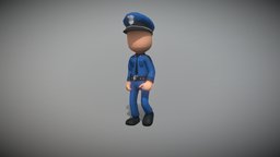 Lowpoly Toony Policeman Rigged and Animated