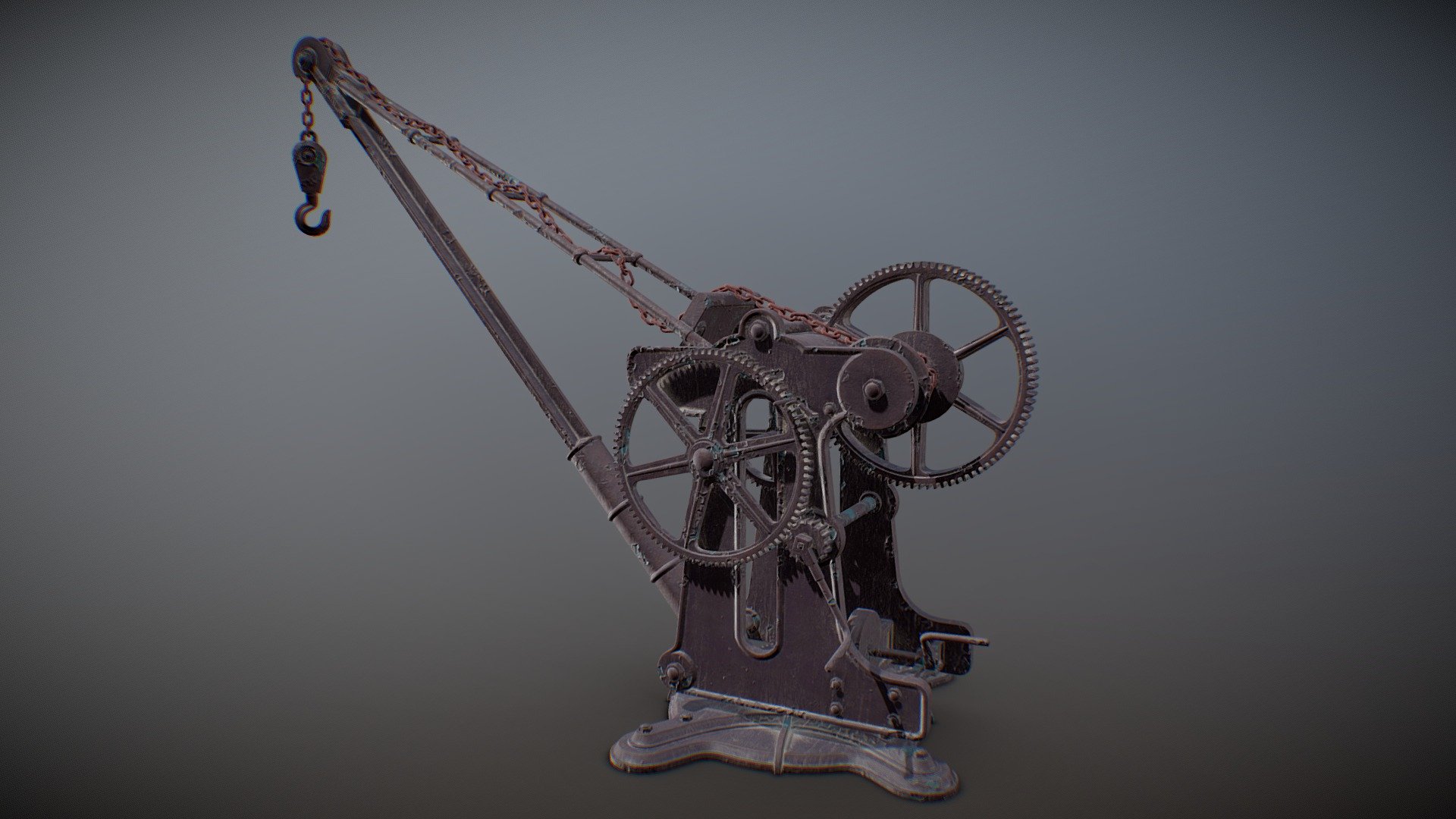 To purchase and more models: 
https://www.artstation.com/marketplace/p/a1MRq/victorian-manual-crane?utm_source=artstation&amp;utm_medium=referral&amp;utm_campaign=homepage&amp;utm_term=marketplace

High poly 3D model with bevels- no subdivision needed.

68046 polygons 

PBR textures, 4096X4096.

Fairly detailed for close shots.

Not to be used for any AI training/other use 3d model