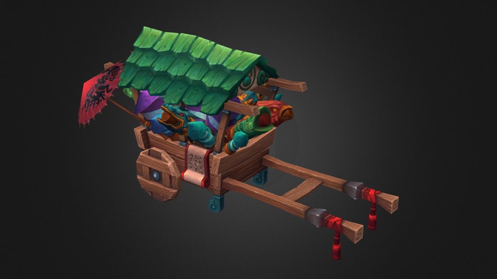 World of Warcraft fanart - Pandaren fireworks cart - 3D model by pixelbutterfly (@pixelb) 3d model