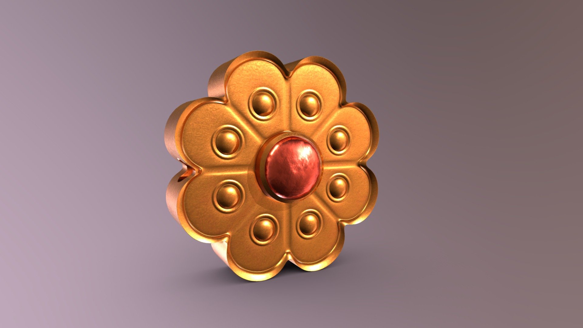 A Türkmen 8-petal flower bead typically found in Yomut tribe jewelry. The design itself is inspired by Sasaniyan-era jewelry 3d model