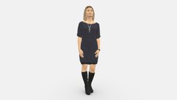 Girl Dress With Chain 0683 style, people, clothes, dress, miniatures, realistic, woman, chain, character, 3dprint, model