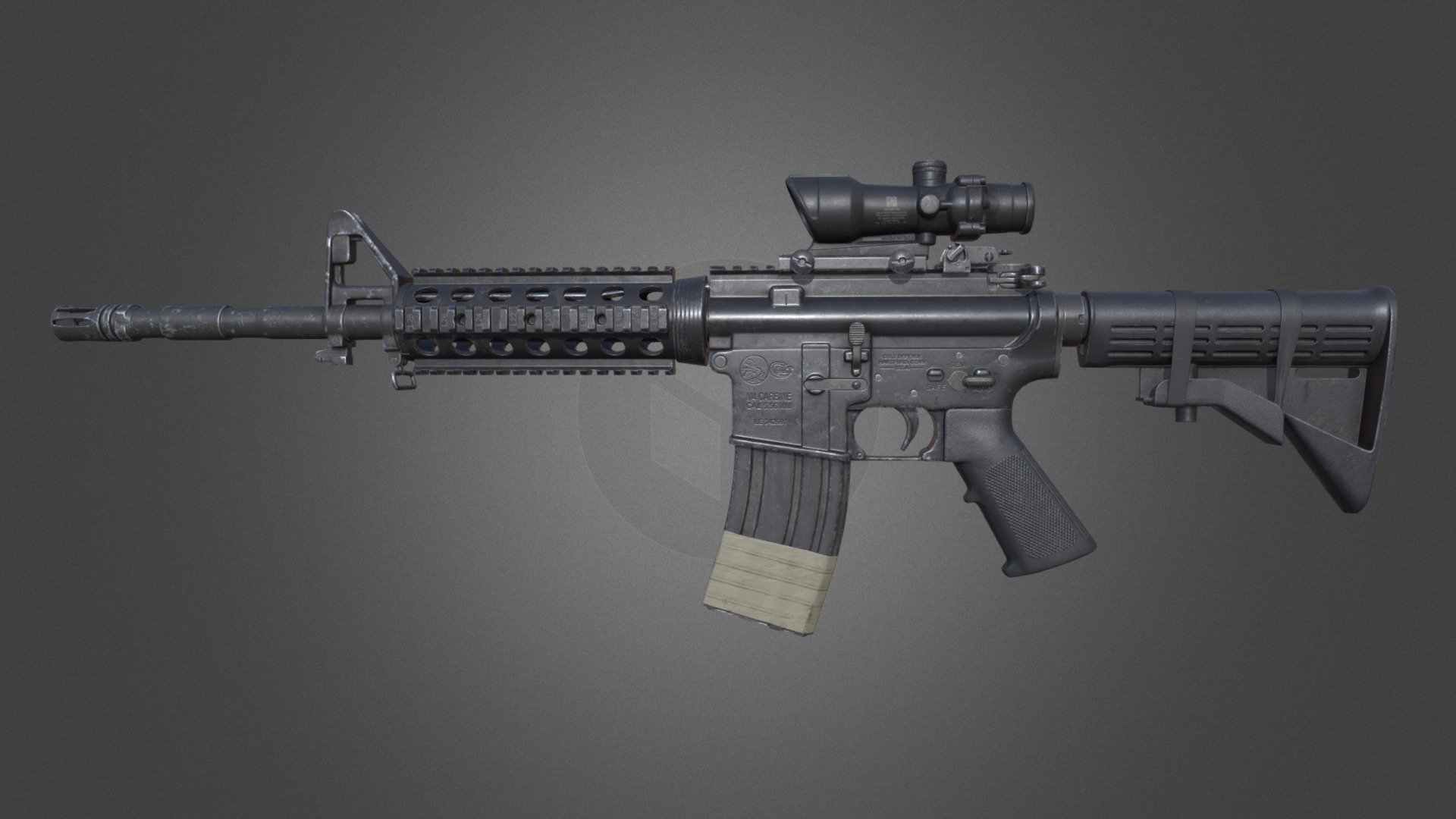 M4 Rifle.  Low poly model, 24460 triangles, 1 4K texture set 3d model