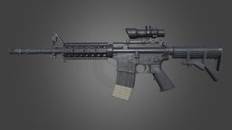 M4 Carbine rifle, m4, weapons, lowpoly, hardsurface, gun