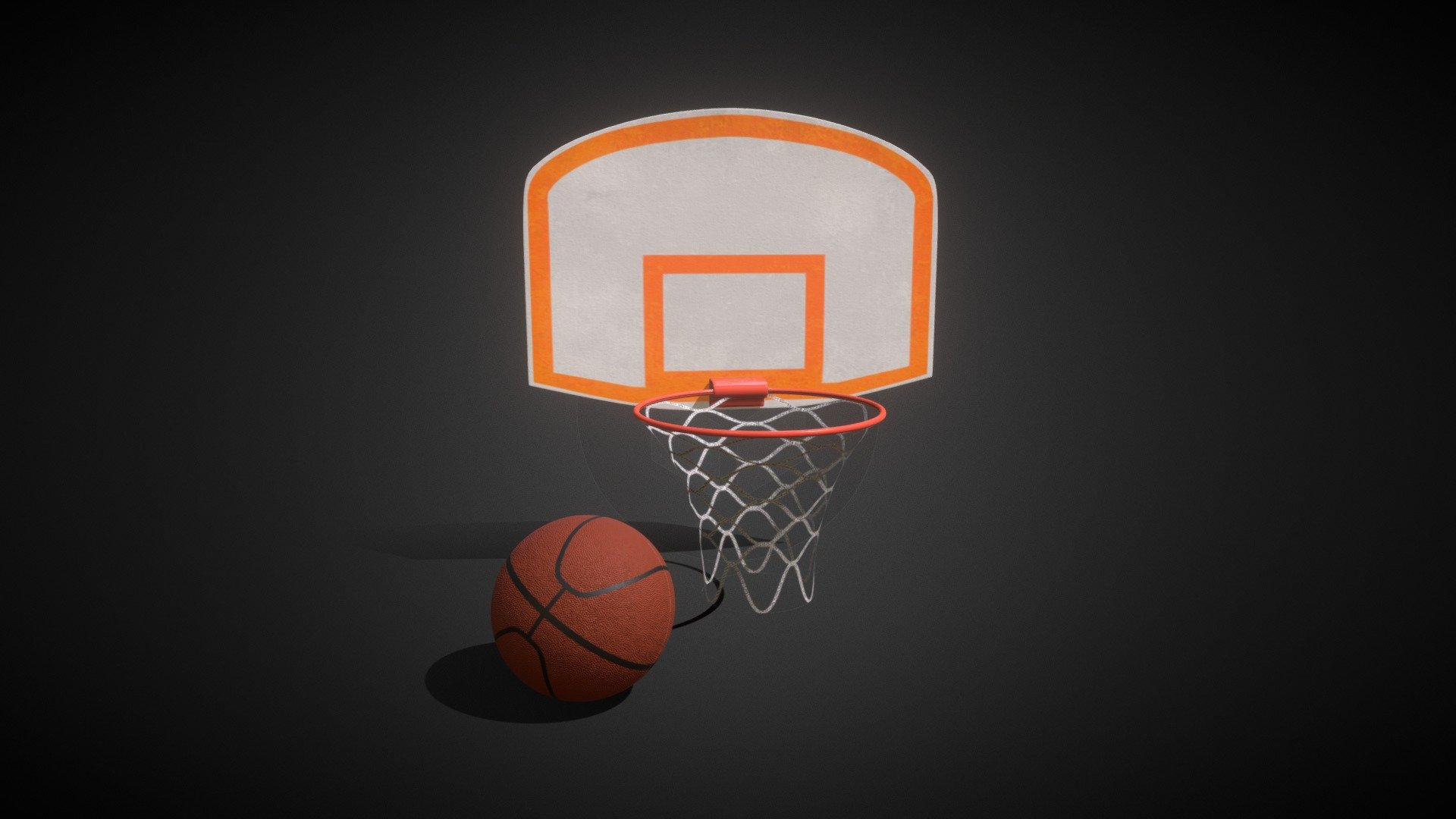 Basketball backboard, hoop and net with ball created for background props

Modeled in Maya
Textured in Substance Painter - Basketball Hoop - Download Free 3D model by Alec Huxley (@alechuxley) 3d model