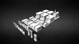 Gravestones Kit Bash Low-poly 3D model