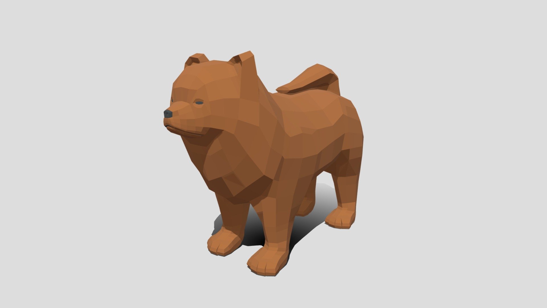 This is a low poly 3D model of a Chow Chow. The low poly dog was modeled and prepared for low-poly style renderings, background, general CG visualization presented as 1 mesh with quads only.

Verts : 1.106 Faces : 1.104.

The 3D model have simple materials with diffuse colors.

No ring, maps and no UVW mapping is available.

The original file was created in blender. You will receive a 3DS, OBJ, FBX, blend, DAE, Stl, gLTF.

All preview images were rendered with Blender Cycles. Product is ready to render out-of-the-box. Please note that the lights, cameras, and background is only included in the .blend file. The model is clean and alone in the other provided files, centred at origin and has real-world scale - Low Poly Cartoon Chow Chow Dog - Buy Royalty Free 3D model by chroma3d (@vendol21) 3d model